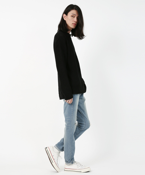 Rocky Monroe（ロッキーモンロー）の「畦編みクルーネックニット（ニット/セーター・メンズ・ホワイト/ブラック/グレー/ピンク・M/L）」の13枚目の写真