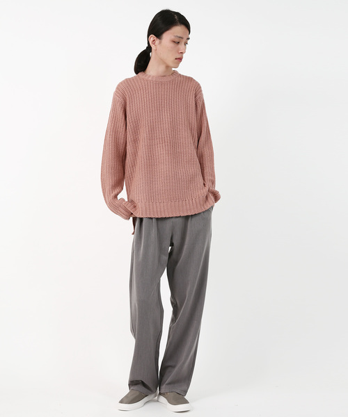 Rocky Monroe（ロッキーモンロー）の「畦編みクルーネックニット（ニット/セーター・メンズ・ホワイト/ブラック/グレー/ピンク・M/L）」の15枚目の写真