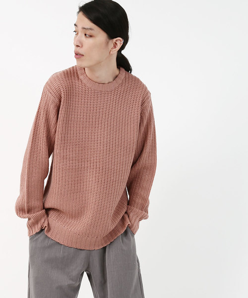 Rocky Monroe（ロッキーモンロー）の「畦編みクルーネックニット（ニット/セーター・メンズ・ホワイト/ブラック/グレー/ピンク・M/L）」の16枚目の写真