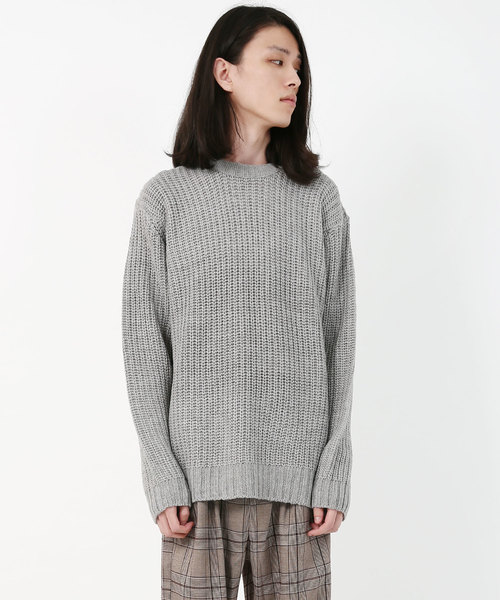 Rocky Monroe（ロッキーモンロー）の「畦編みクルーネックニット（ニット/セーター・メンズ・ホワイト/ブラック/グレー/ピンク・M/L）」の18枚目の写真