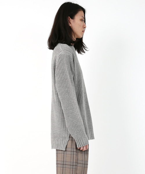 Rocky Monroe（ロッキーモンロー）の「畦編みクルーネックニット（ニット/セーター・メンズ・ホワイト/ブラック/グレー/ピンク・M/L）」の19枚目の写真