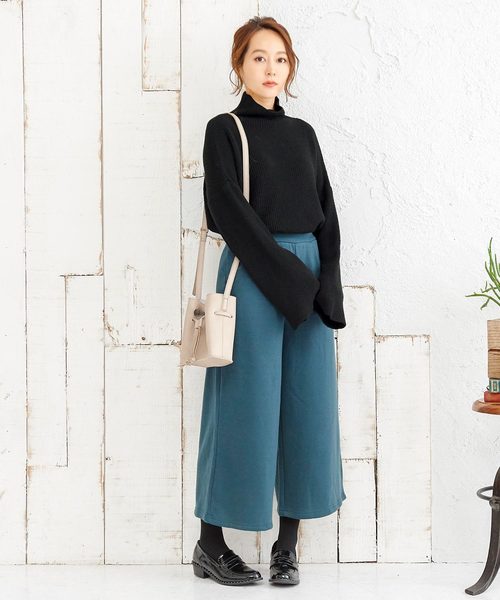 KOBE LETTUCE（コウベレタス）の「ワイドスリーブドロップショルダーハイネックリブニットトップス＊レディース/セーター[C3593]神戸レタス（ニット/セーター・レディース・ブラック/カーキ/ピンク/アイボリー・FREE）」の7枚目の写真