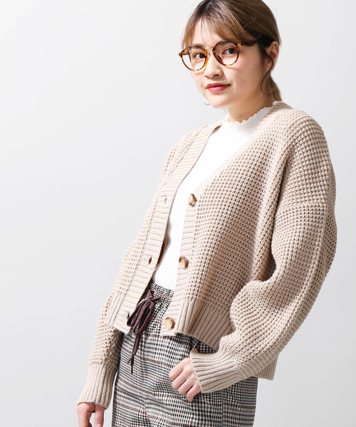 WEGO(ウィゴー)の「WEGO/ワッフルショートカーディガン(カーディガン/ボレロ・レディース・アイボリー/ライトパープル/ベージュ/ライトイエロー・FREE)」の15枚目の写真