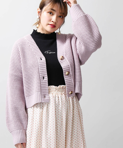 WEGO(ウィゴー)の「WEGO/ワッフルショートカーディガン(カーディガン/ボレロ・レディース・アイボリー/ライトパープル/ベージュ/ライトイエロー・FREE)」の14枚目の写真