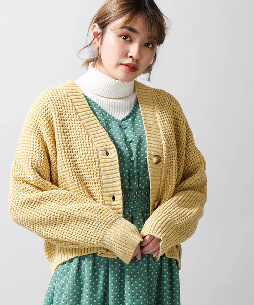 WEGO(ウィゴー)の「WEGO/ワッフルショートカーディガン(カーディガン/ボレロ・レディース・アイボリー/ライトパープル/ベージュ/ライトイエロー・FREE)」の13枚目の写真