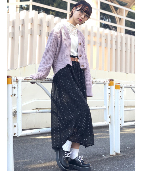 WEGO(ウィゴー)の「WEGO/ワッフルショートカーディガン(カーディガン/ボレロ・レディース・アイボリー/ライトパープル/ベージュ/ライトイエロー・FREE)」の9枚目の写真