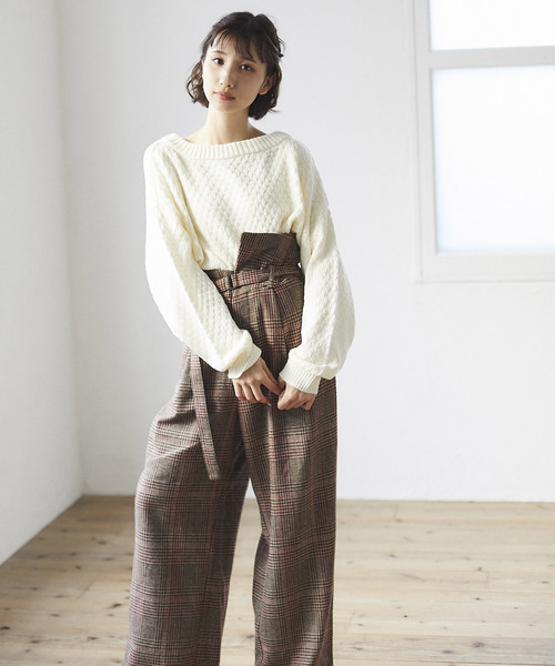 and R（アンドアール）の「ドット編み前後2WAYボリュームニット（ニット/セーター・レディース・ブラック/オフホワイト/キャメル・FREE）」の14枚目の写真