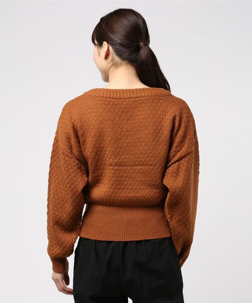 and R（アンドアール）の「ドット編み前後2WAYボリュームニット（ニット/セーター・レディース・ブラック/オフホワイト/キャメル・FREE）」の10枚目の写真