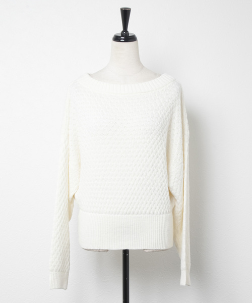 and R（アンドアール）の「ドット編み前後2WAYボリュームニット（ニット/セーター・レディース・ブラック/オフホワイト/キャメル・FREE）」の9枚目の写真