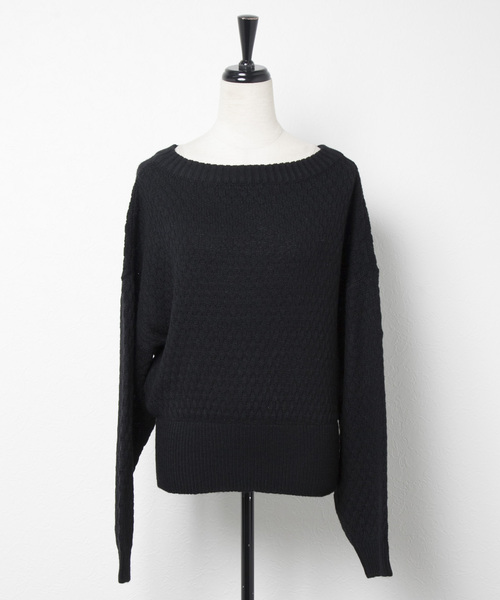 and R（アンドアール）の「ドット編み前後2WAYボリュームニット（ニット/セーター・レディース・ブラック/オフホワイト/キャメル・FREE）」の15枚目の写真