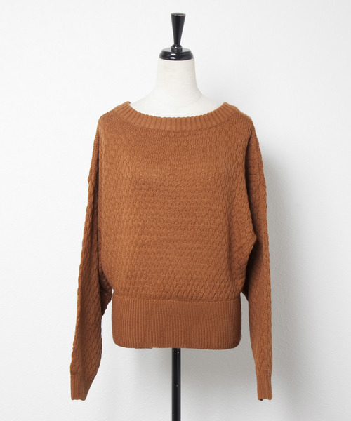 and R（アンドアール）の「ドット編み前後2WAYボリュームニット（ニット/セーター・レディース・ブラック/オフホワイト/キャメル・FREE）」の13枚目の写真