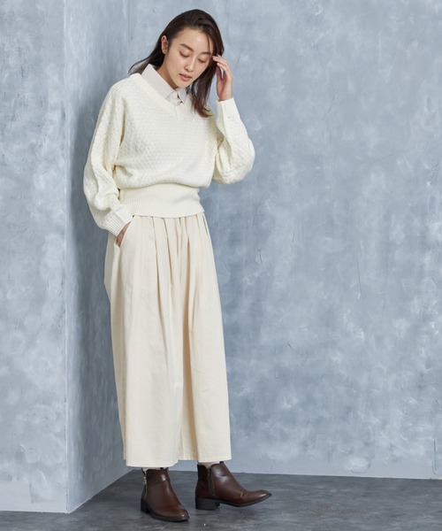 and R（アンドアール）の「ドット編み前後2WAYボリュームニット（ニット/セーター・レディース・ブラック/オフホワイト/キャメル・FREE）」の18枚目の写真