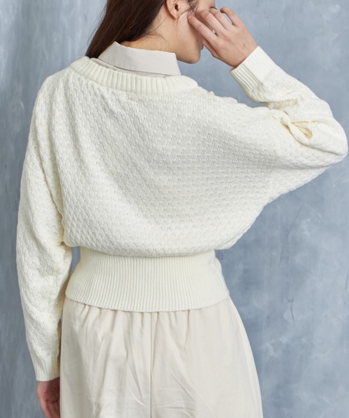 and R（アンドアール）の「ドット編み前後2WAYボリュームニット（ニット/セーター・レディース・ブラック/オフホワイト/キャメル・FREE）」の22枚目の写真