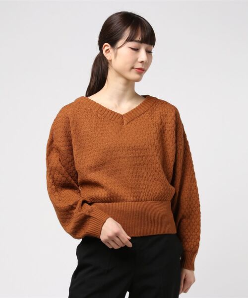 and R（アンドアール）の「ドット編み前後2WAYボリュームニット（ニット/セーター・レディース・ブラック/オフホワイト/キャメル・FREE）」の17枚目の写真