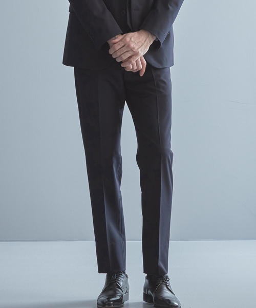 WORK TRIP OUTFITS GREEN LABEL RELAXING（ワークトリップアウトフィッツグリーンレーベル リラクシング）の「【WORK TRIP OUTFITS】◎TW/PU トロピカル NP パンツ ＜スリムフィット＞（スラックス・メンズ・ネイビー/ブラック/ダークグレー/ダークブラウン/コバルトブルー・XXS/70/XS/72/M/80/S/76/L/84/XL/88）」の4枚目の写真