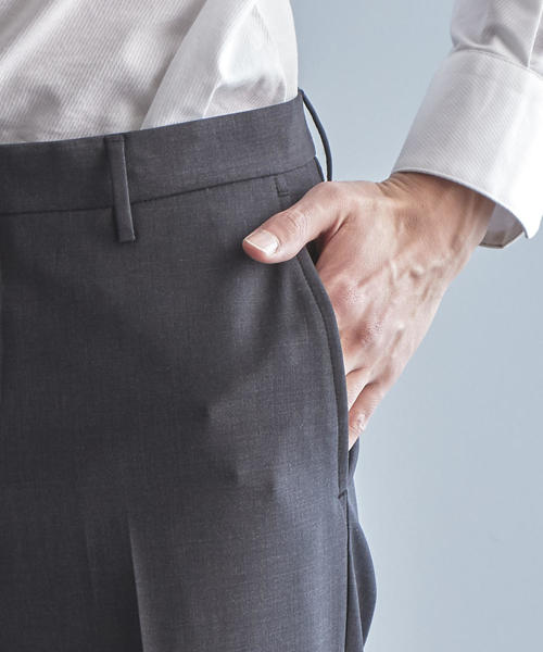 WORK TRIP OUTFITS GREEN LABEL RELAXING（ワークトリップアウトフィッツグリーンレーベル リラクシング）の「【WORK TRIP OUTFITS】◎TW/PU トロピカル NP パンツ ＜スリムフィット＞（スラックス・メンズ・ネイビー/ブラック/ダークグレー/ダークブラウン/コバルトブルー・XXS/70/XS/72/M/80/S/76/L/84/XL/88）」の17枚目の写真