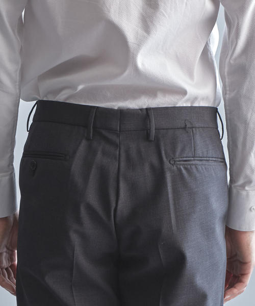 WORK TRIP OUTFITS GREEN LABEL RELAXING（ワークトリップアウトフィッツグリーンレーベル リラクシング）の「【WORK TRIP OUTFITS】◎TW/PU トロピカル NP パンツ ＜スリムフィット＞（スラックス・メンズ・ネイビー/ブラック/ダークグレー/ダークブラウン/コバルトブルー・XXS/70/XS/72/M/80/S/76/L/84/XL/88）」の6枚目の写真