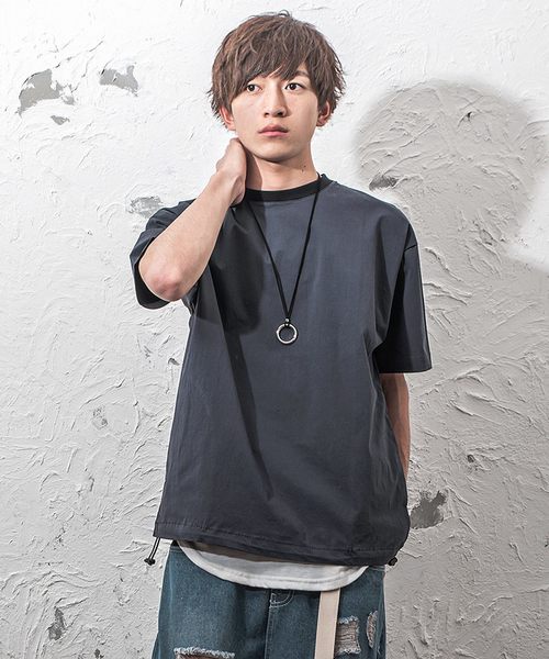 MinoriTY(マイノリティ)の「オーバーサイズTシャツ ビッグシルエットドローコードプルオーバー(Tシャツ/カットソー・メンズ・ネイビー/カーキ/テラコッタ/ブラック・M/L)」の4枚目の写真