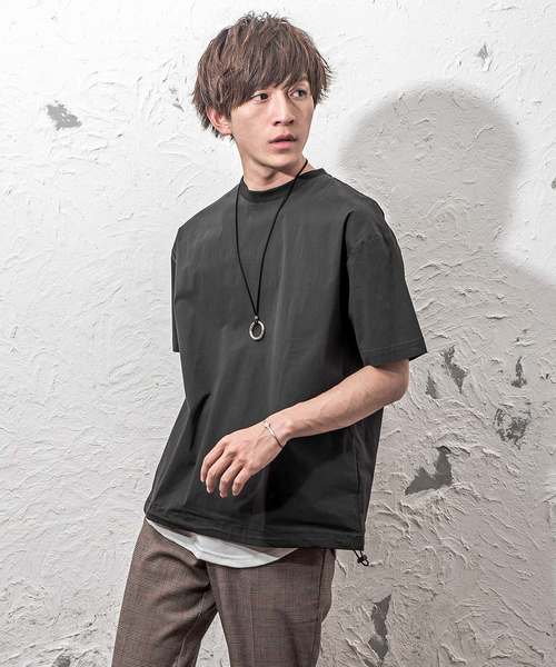 MinoriTY(マイノリティ)の「オーバーサイズTシャツ ビッグシルエットドローコードプルオーバー(Tシャツ/カットソー・メンズ・ネイビー/カーキ/テラコッタ/ブラック・M/L)」の1枚目の写真