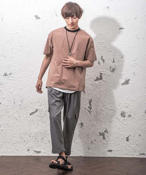 MinoriTY(マイノリティ)の「オーバーサイズTシャツ ビッグシルエットドローコードプルオーバー(Tシャツ/カットソー・メンズ・ネイビー/カーキ/テラコッタ/ブラック・M/L)」の6枚目の写真