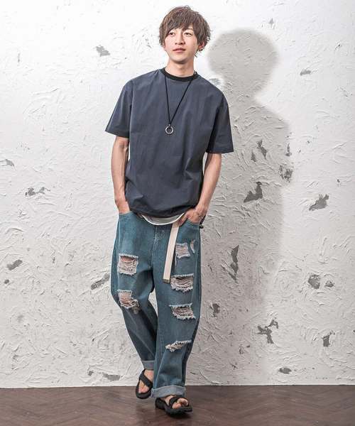 MinoriTY(マイノリティ)の「オーバーサイズTシャツ ビッグシルエットドローコードプルオーバー(Tシャツ/カットソー・メンズ・ネイビー/カーキ/テラコッタ/ブラック・M/L)」の8枚目の写真