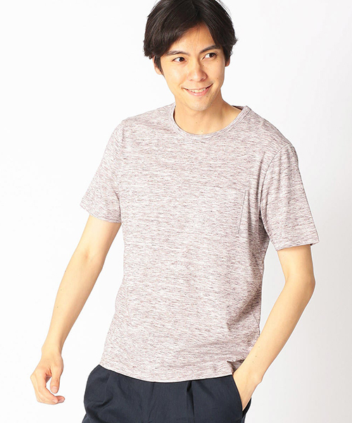 COMME CA ISM（コムサイズム）の「スペースダイ　クルーネックTシャツ（Tシャツ/カットソー・メンズ・ネイビー/マスタード/グレー/ワイン・X-LARGE/LARGE/MEDIUM）」の4枚目の写真
