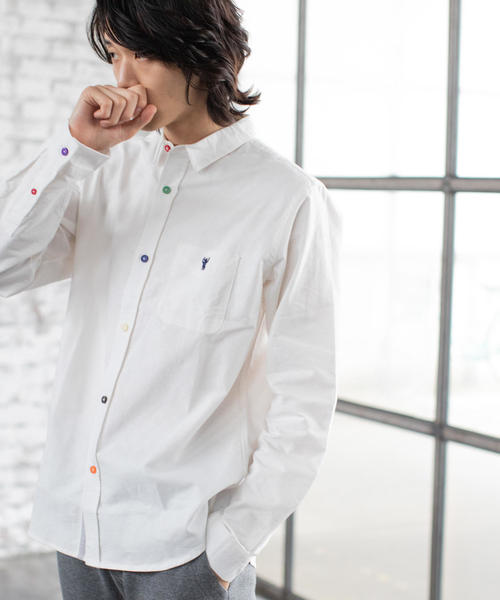 coen(コーエン)の「オックスフォードクレイジーボタンレギュラーカラーシャツ(シャツ/ブラウス・メンズ・グレー/ホワイト・MEDIUM/X-LARGE/SMALL/LARGE)」の2枚目の写真