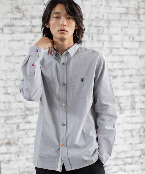 coen(コーエン)の「オックスフォードクレイジーボタンレギュラーカラーシャツ(シャツ/ブラウス・メンズ・グレー/ホワイト・MEDIUM/X-LARGE/SMALL/LARGE)」の5枚目の写真