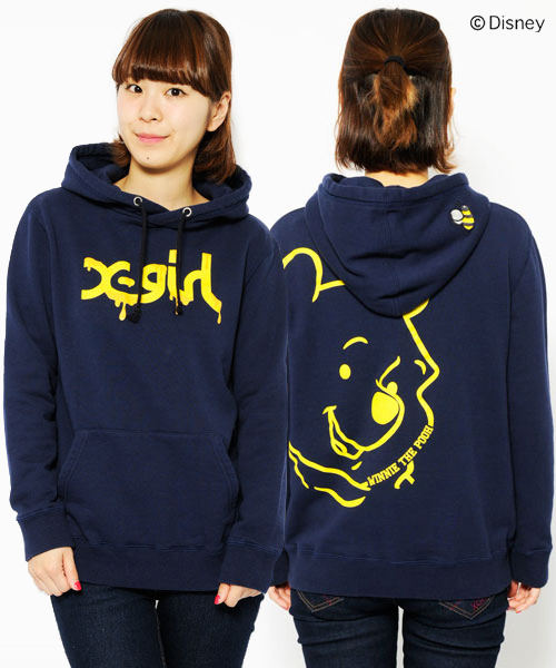 X-girl(エックスガール)の「WINNIE THE POOH SWEAT HOODIE(パーカー・レディース・ホワイト/アッシュグレー/ネイビー・1/2)」の3枚目の写真