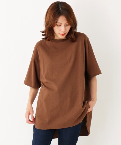 grove(グローブ)の「コットン裾ラウンドビックT(Tシャツ/カットソー・レディース・ブラック/ナチュラル/ブラウン系・02)」の3枚目の写真