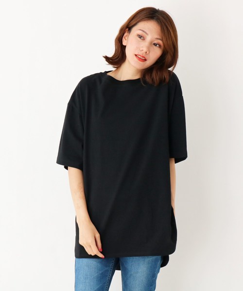 grove(グローブ)の「コットン裾ラウンドビックT(Tシャツ/カットソー・レディース・ブラック/ナチュラル/ブラウン系・02)」の2枚目の写真