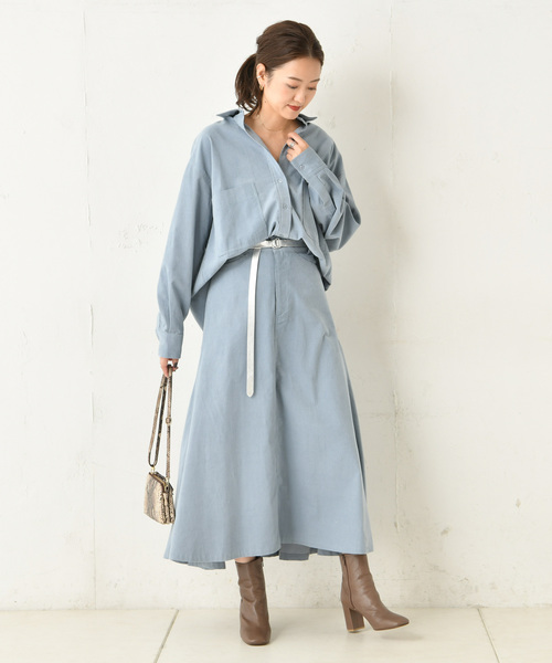 DouDou（ドゥドゥ）の「コールテンビッグシャツ（シャツ/ブラウス・レディース・ベージュ/サックスブルー/ラベンダー・FREE）」の18枚目の写真