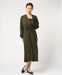 ウエストドロストツイルバックプリーツワンピース