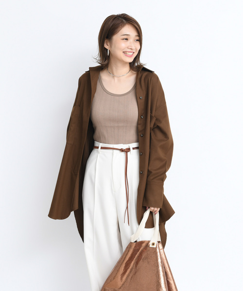 DouDou（ドゥドゥ）の「バックロングシャツ2（シャツ/ブラウス・レディース・ベージュ/ブラウン/サックスブルー・FREE）」の19枚目の写真