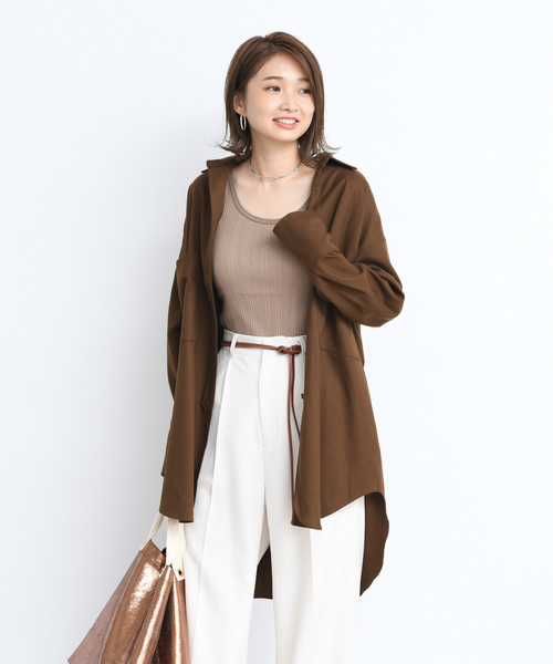 DouDou（ドゥドゥ）の「バックロングシャツ2（シャツ/ブラウス・レディース・ベージュ/ブラウン/サックスブルー・FREE）」の20枚目の写真