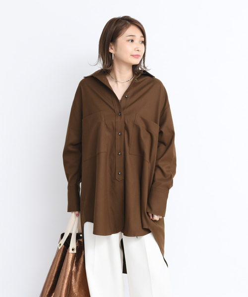 DouDou（ドゥドゥ）の「バックロングシャツ2（シャツ/ブラウス・レディース・ベージュ/ブラウン/サックスブルー・FREE）」の17枚目の写真