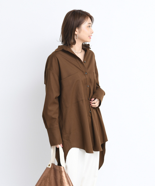 DouDou（ドゥドゥ）の「バックロングシャツ2（シャツ/ブラウス・レディース・ベージュ/ブラウン/サックスブルー・FREE）」の18枚目の写真