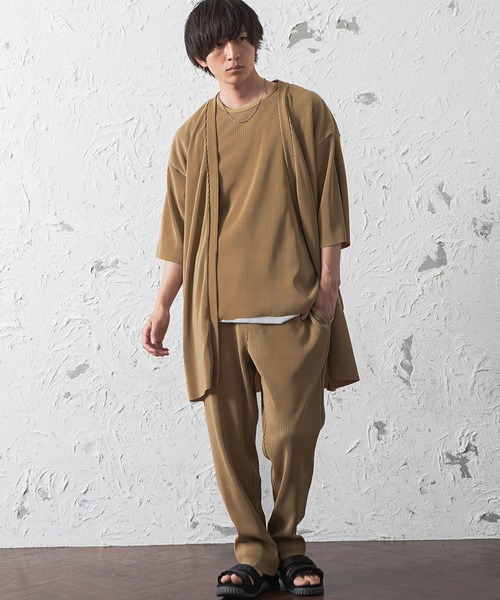 MinoriTY（マイノリティ）の「プリーツワイドテーパードパンツ【セットアップ対象商品あり】（その他パンツ・メンズ・サックスブルー/ブラック/グレー/ベージュ・M/L）」の9枚目の写真