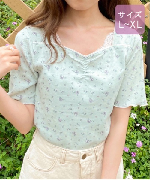 apres jour(アプレジュール)の「【大きいサイズ】ちびモチーフくしゅくしゅTシャツ【ZOZOTOWN限定アイテム】【7AP】(Tシャツ/カットソー・レディース・ベージュ/オフホワイト/ミント・X-LARGE)」の3枚目の写真