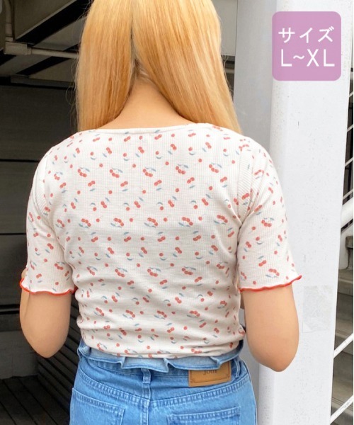 apres jour(アプレジュール)の「【大きいサイズ】ちびモチーフくしゅくしゅTシャツ【ZOZOTOWN限定アイテム】【7AP】(Tシャツ/カットソー・レディース・ベージュ/オフホワイト/ミント・X-LARGE)」の6枚目の写真