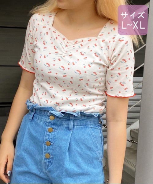 apres jour(アプレジュール)の「【大きいサイズ】ちびモチーフくしゅくしゅTシャツ【ZOZOTOWN限定アイテム】【7AP】(Tシャツ/カットソー・レディース・ベージュ/オフホワイト/ミント・X-LARGE)」の4枚目の写真