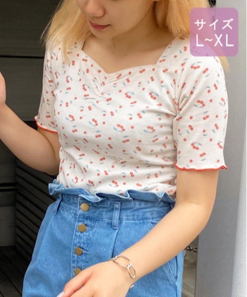 apres jour(アプレジュール)の「【大きいサイズ】ちびモチーフくしゅくしゅTシャツ【ZOZOTOWN限定アイテム】【7AP】(Tシャツ/カットソー・レディース・ベージュ/オフホワイト/ミント・X-LARGE)」の5枚目の写真