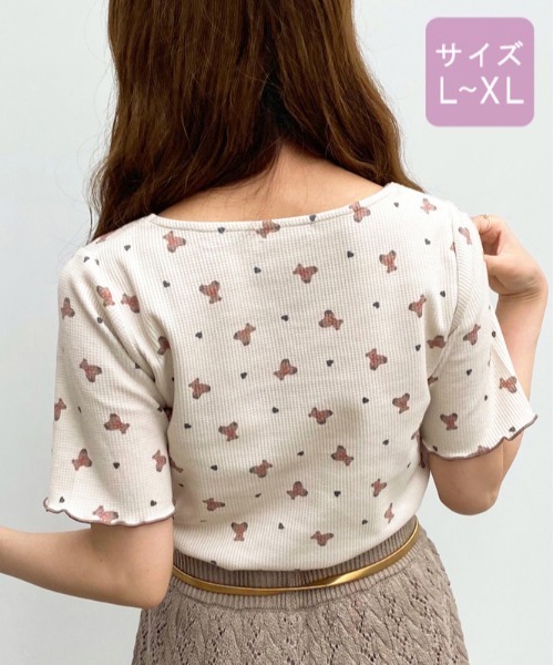 apres jour(アプレジュール)の「【大きいサイズ】ちびモチーフくしゅくしゅTシャツ【ZOZOTOWN限定アイテム】【7AP】(Tシャツ/カットソー・レディース・ベージュ/オフホワイト/ミント・X-LARGE)」の10枚目の写真