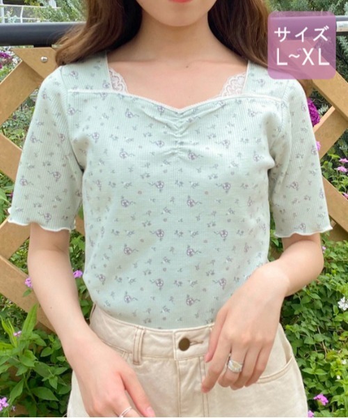 apres jour(アプレジュール)の「【大きいサイズ】ちびモチーフくしゅくしゅTシャツ【ZOZOTOWN限定アイテム】【7AP】(Tシャツ/カットソー・レディース・ベージュ/オフホワイト/ミント・X-LARGE)」の12枚目の写真