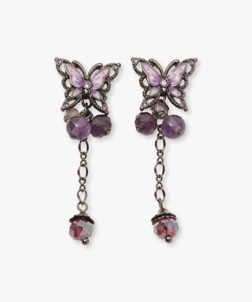 ANNA SUI(アナスイ)の「蝶モチーフ 2WAYピアス(ピアス(両耳用)・レディース・パープル・ONE SIZE)」の1枚目の写真