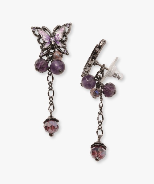 ANNA SUI(アナスイ)の「蝶モチーフ 2WAYピアス(ピアス(両耳用)・レディース・パープル・ONE SIZE)」の2枚目の写真