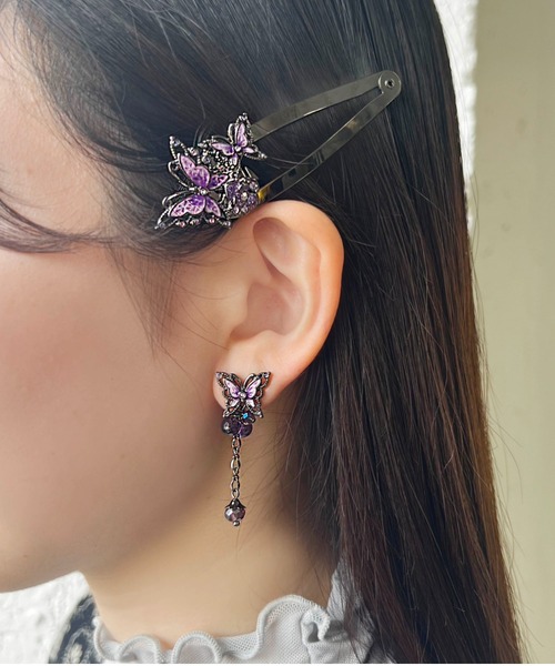 ANNA SUI(アナスイ)の「蝶モチーフ 2WAYピアス(ピアス(両耳用)・レディース・パープル・ONE SIZE)」の6枚目の写真