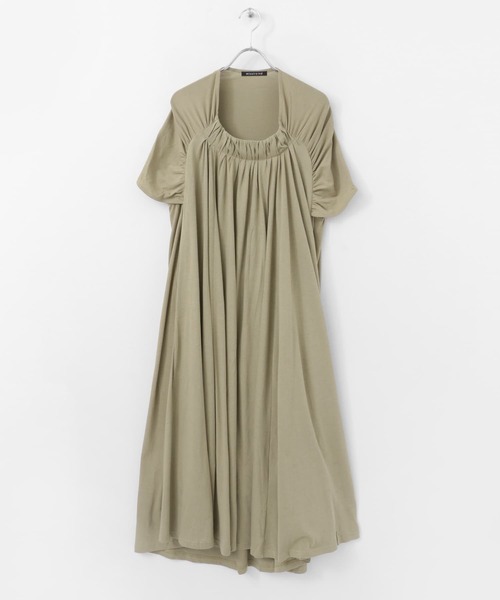 mizuiroind（ミズイロインド）の「mizuiro ind　gather neck flare one piece（ワンピース・レディース・ブラック/ベージュ/ナチュラル・FREE）」の11枚目の写真