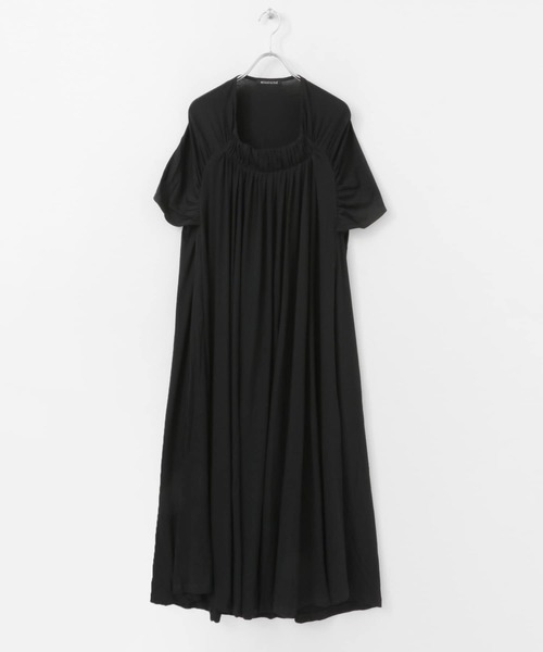 mizuiroind（ミズイロインド）の「mizuiro ind　gather neck flare one piece（ワンピース・レディース・ブラック/ベージュ/ナチュラル・FREE）」の10枚目の写真