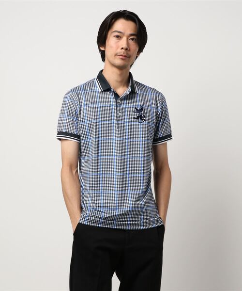 Admiral Golf（アドミラル　ゴルフ）の「[アドミラル ゴルフ] メンズ ガンクラブチェック プリント ポロシャツ　 （ポロシャツ・メンズ・ネイビー/ブラック/オレンジ/グリーン/レッド・M/L/XL/LL）」の3枚目の写真